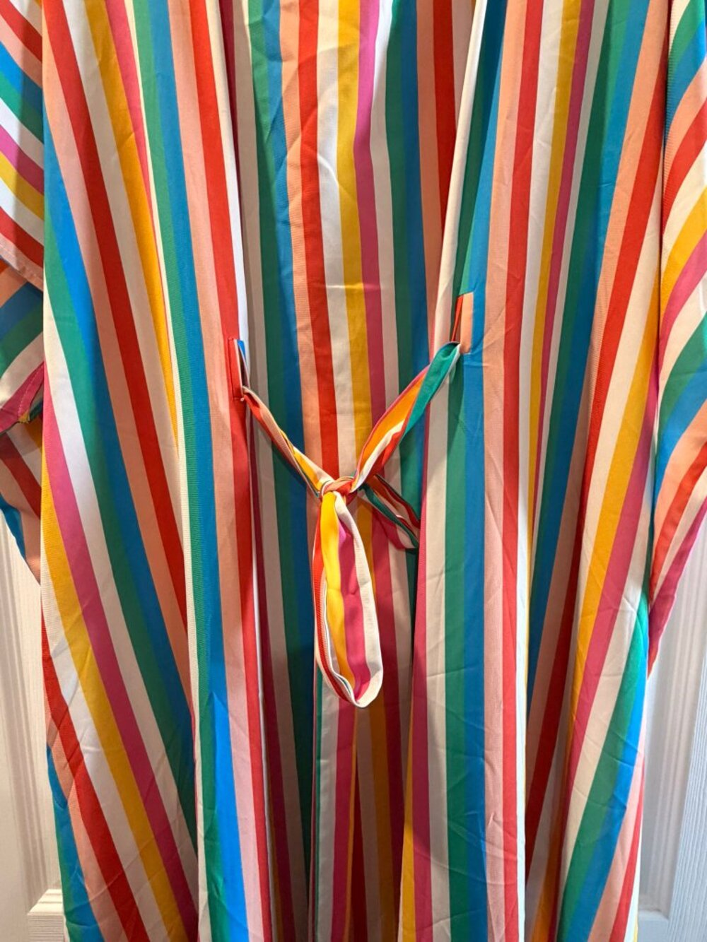 Unique Vintage Rainbow Striped Burton Caftan Dress - Picture 2 of 4